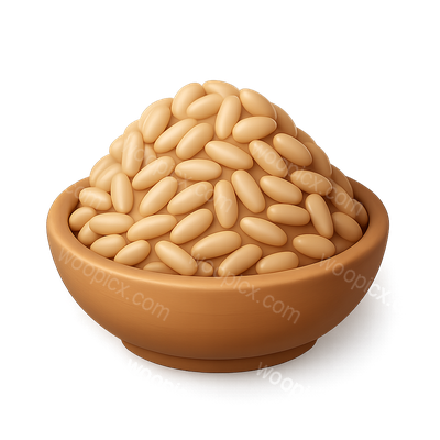 Stylized 3D Brown Rice Bowl Icon with Isometric View