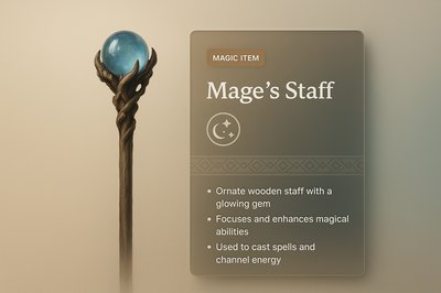 Elegant Design of a Mage's Staff with Information Panel