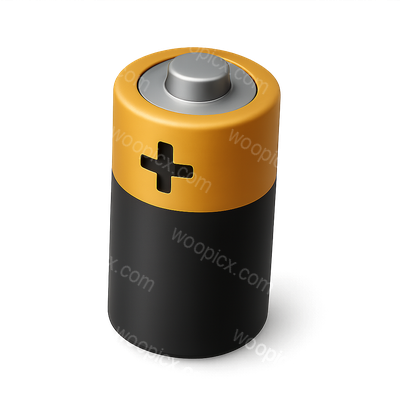 3D Alkaline Battery Icon in Volumetric Style