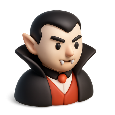 Stylized 3D Vampire Icon with Isometric View