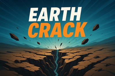 Dynamic Earth Crack Illustration with Bold Typography