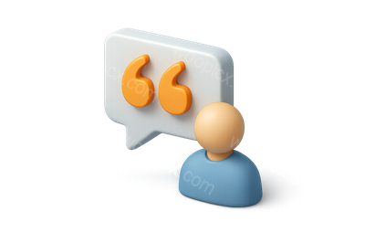 3D Testimonial Icon with Quote Marks and Figure