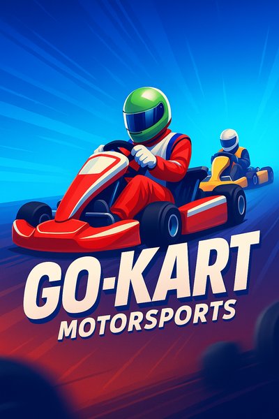 Dynamic Go-Kart Racing Illustration with Bold Title