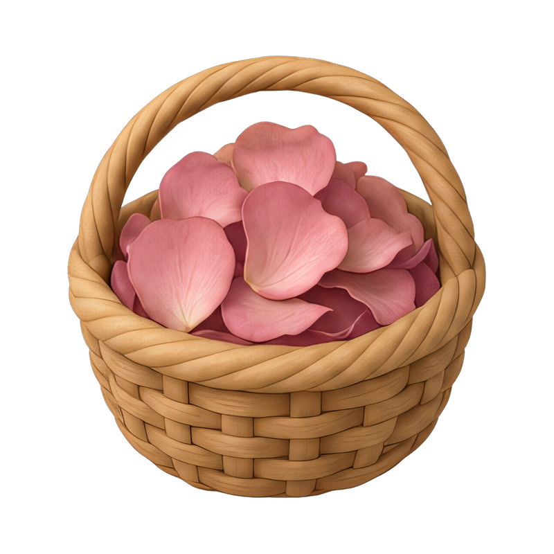 delicate rose petals in basket