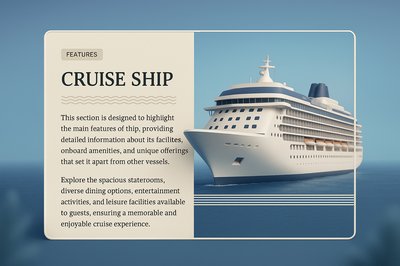 3D Illustration of a Cruise Ship with Features Overview