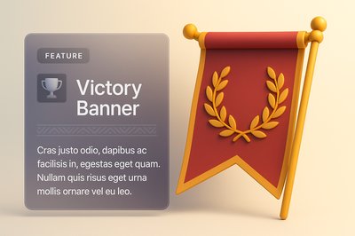 Stylish 3D Victory Banner with Modern Design Elements