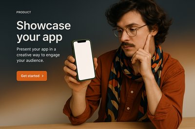 Designer Holding Green Phone in Creative Pose