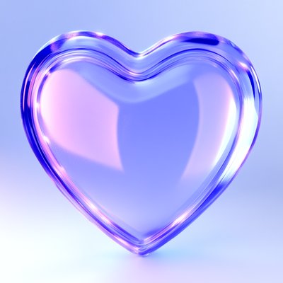 3D Heart-Shaped Glass Object with Soft Lighting