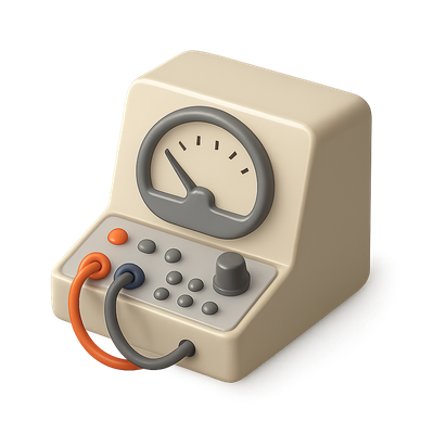 Stylish 3D Analog Computer Icon with Volumetric Effect