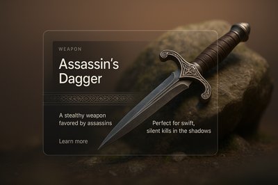 3D Design Featuring an Assassin's Dagger with Integrated Text Elements
