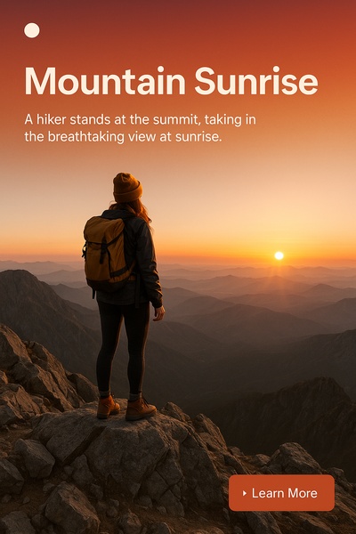 Female Hiker at Sunrise Summit with Breathtaking View