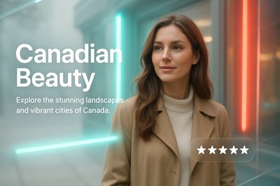 Promotional Image Featuring Canadian Landscapes and Cities
