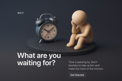 3D Scene Depicting a Thoughtful Character with Clock