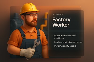 3D Illustration of a Factory Worker with Transparent Overlay