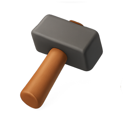 Stylized Hammer with Wooden Handle and Metal Head