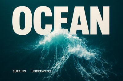 Stunning Aerial View of Ocean Waves with Bold Typography