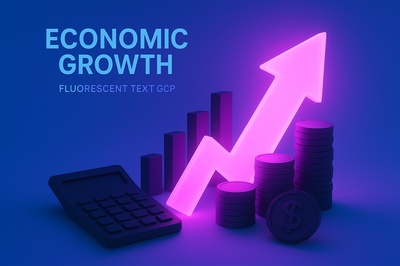 Neon Glowing Scene of Economic Growth Concept