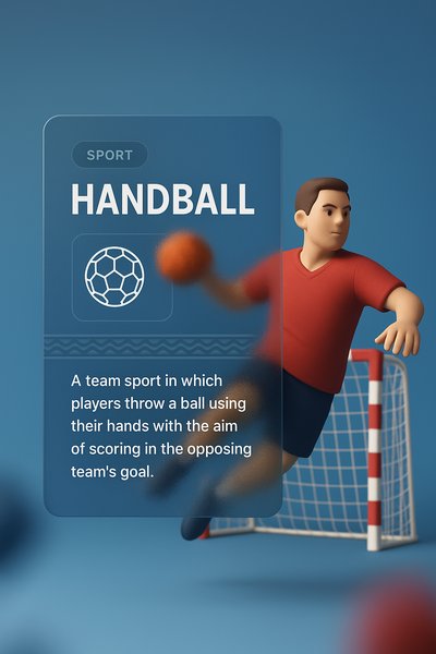 3D Handball Illustration with Informative Overlay