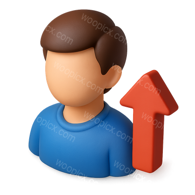 3D Male Figure Icon with Arrow in Isometric View