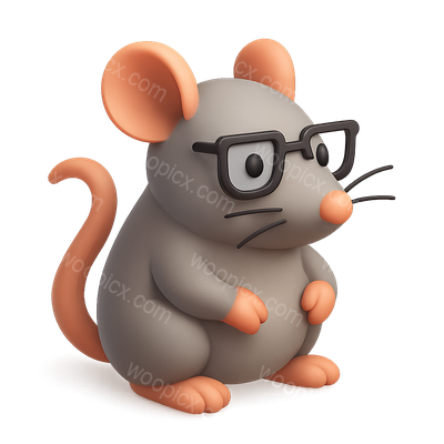 Cute 3D Rat Icon with Glasses in Isometric View