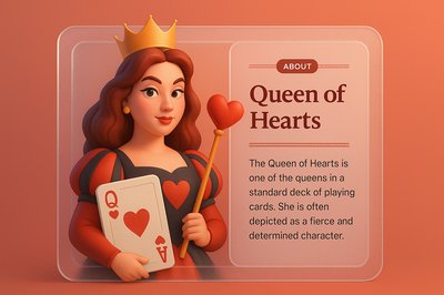 3D Illustration of the Queen of Hearts Character