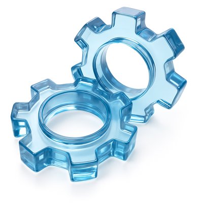 Translucent Blue Gears Representing Technology and Innovation
