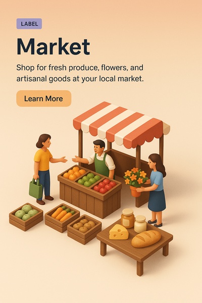 Detailed 3D Illustration of a Market Scene