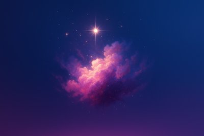 Stylish Abstract Starlight and Clouds in Pink and Purple