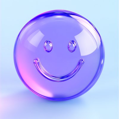 3D Glossy Purple Smiley Face Icon