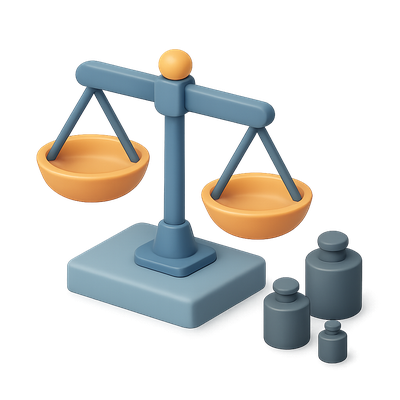 Stylized 3D Weighing Scale Icon with Weights