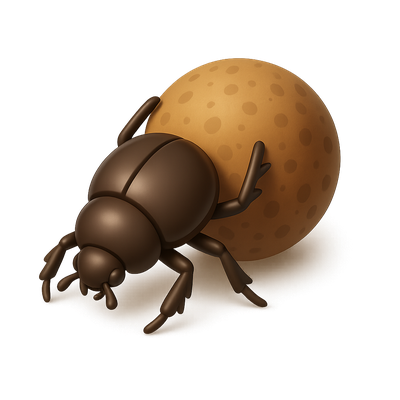 Cartoon Beetle Rolling a Ball