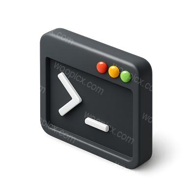 Stylized 3D Command Line Icon with Isometric View