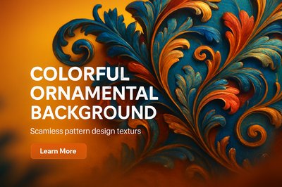 Colorful Ornamental Background with Seamless Patterns