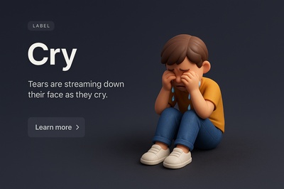 Melancholic 3D Scene Depicting Crying Emotion