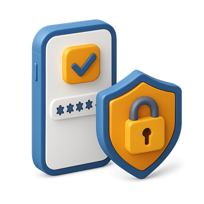 Stylized 3D Icon for Two-Factor Authentication