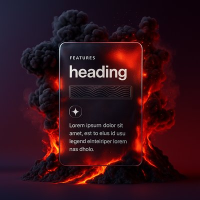 Explosive Lava Eruption with Dark Smoke and Feature Block