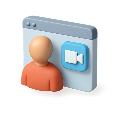 3D Icon of a Person on a Video Call Interface