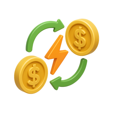3D Icon of Electric Currency Exchange Concept