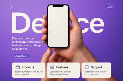 Modern Landing Page Design with 3D Phone Display