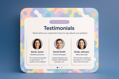 Colorful Testimonials Section with User Reviews