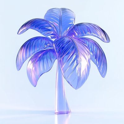 Stylized Transparent Palm Tree Sculpture with Gradient Colors