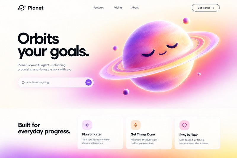 AI agent landing page design