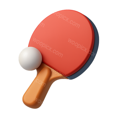 Stylish 3D Table Tennis Paddle and Ball Icon