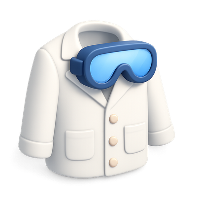 3D Icon of Lab Coat and Goggles in Isometric View