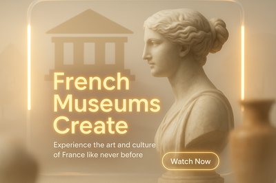 Promotional Banner for French Museums Featuring Artistic Display