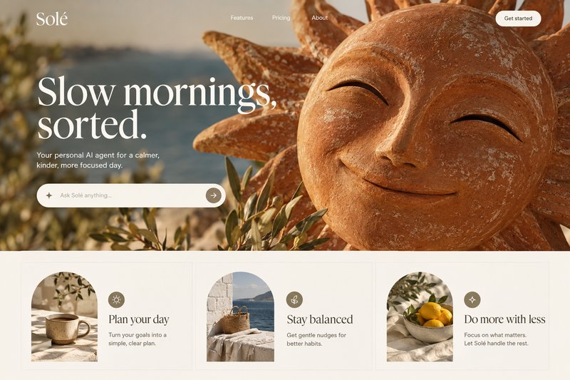 Landing page for AI agent