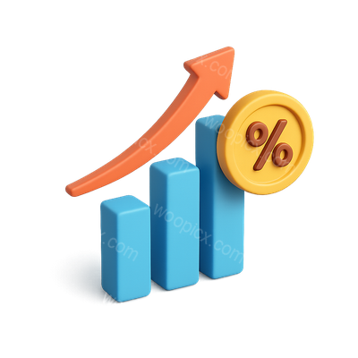3D Compound Interest Growth Icon with Volumetric Feel