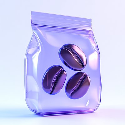 Stylized Coffee Bean Packaging with Modern Design