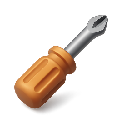 3D Screwdriver Icon with Volumetric Design