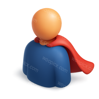 Stylized 3D Icon of a Caped Figure with Isometric View